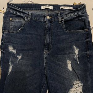 Guess distressed super high rise skinny jeans